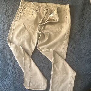 Beige Zippered Casual Pants